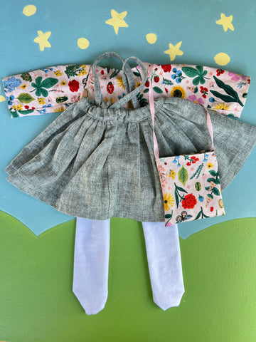Forever Friend Outfit Set - Green Linen & Flowers