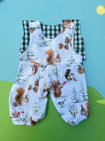 Classic/Sitting Friend Overalls & T Set - Winter Forest Friends