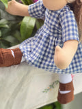 Little Friend Outfit - Blue Gingham (Dark Brown Shoes)