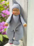 Little Snuggle Doll - Blue Cotton Waffle (Mocha)