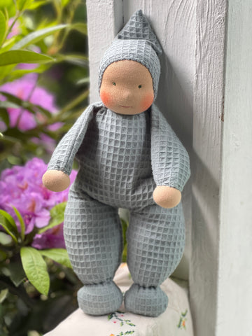 Little Snuggle Doll - Blue Cotton Waffle