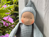 Little Snuggle Doll - Blue Cotton Waffle