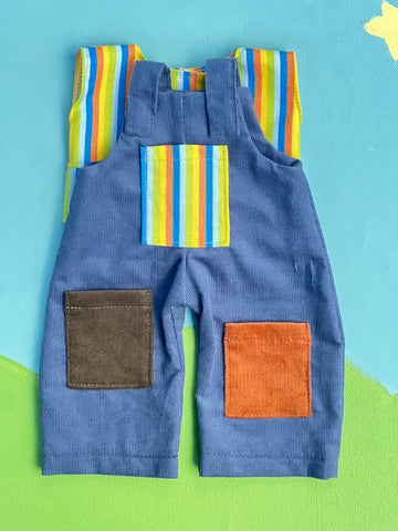 LIttle Forever Friend Overalls & T Set - Blue Cord / Stripes