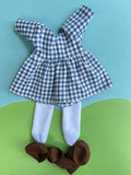 Little Friend Outfit - Blue Gingham (Dark Brown Shoes)