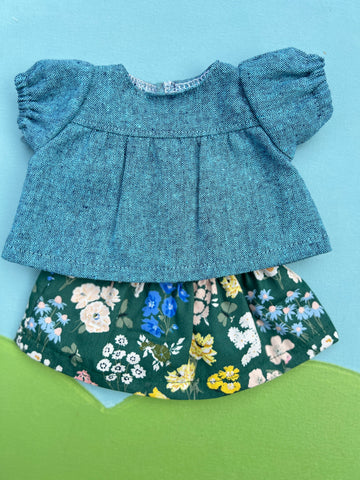 Little Friend Skirt and Shirt  - Meadow