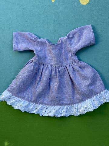 Little Friend Dress - Purple Linen w Eyelet