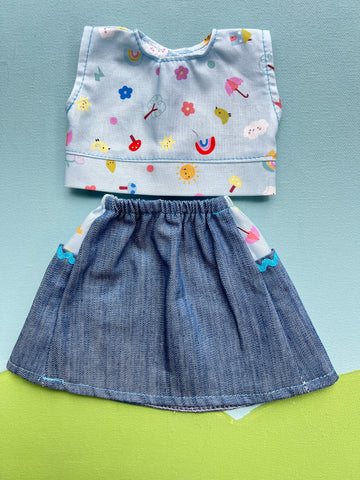 Little Friend Skirt & Top -  Rainbow Weather