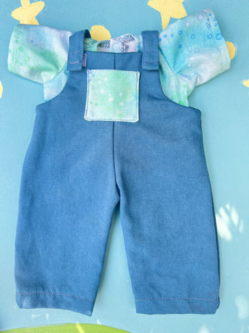 LIttle Forever Friend/ Cuddle Doll Overalls & T Set - Watercolours