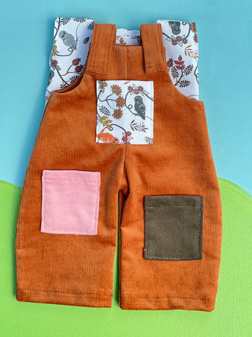 LIttle Forever Friend Overalls & T Set - Sienna Cords/ Owl Friends