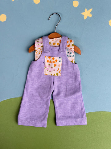 Little Friend Overall Set  - Purple Linen and Fruits