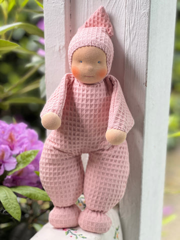 Little Snuggle Doll -  Pink Cotton Waffle
