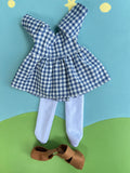 Little Friend Outfit - Blue Gingham (Brown Shoes)