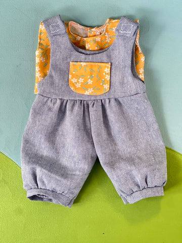 LIttle Forever Friend Overalls & T Set -  Yellow Floral