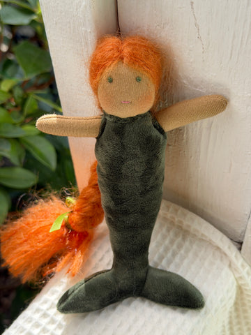 Mini Mermaid - Ginger Hair, Green Tail (mocha)