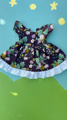 Little Friend Dress - Burgandy Floral