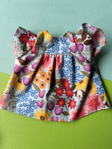 Cuddle Doll Dress - Flowers and Puppies