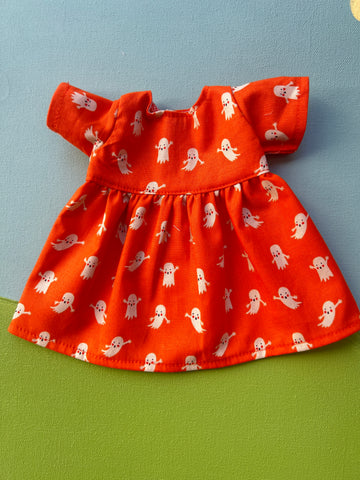 Cuddle Doll\ Little Friend Dress - Orange Ghosties