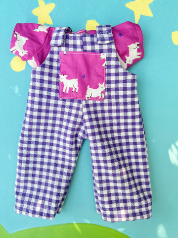 LIttle Forever Friend/ Cuddle Doll Overalls & T Set - Baby Goats