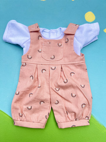 Cuddle Doll Overalls & T Set - Rainbows