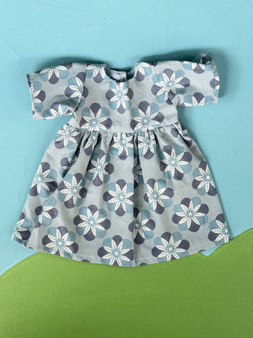 Little Friend Dress - Blue Geometric Flowers