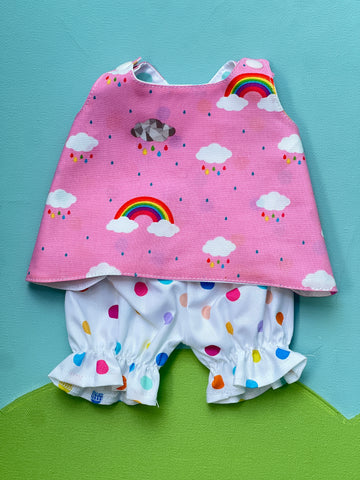 Baby Doll Ruffle Outfit - Rainbows and Polka Dots