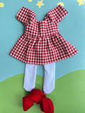 Little Friend Outfit - Red Gingham (Red Shoes)