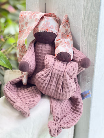 First Lovie & Pocket Doll Set - Purple Waffle/ Floral