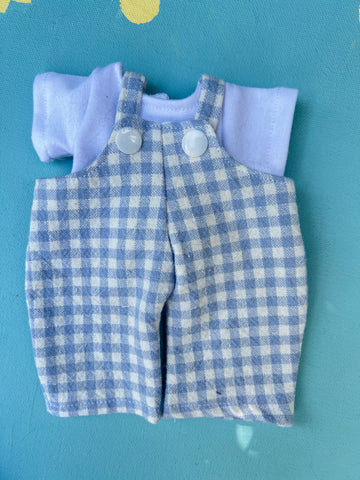 Picco Overalls & Tee Outfit - Blue Gingham