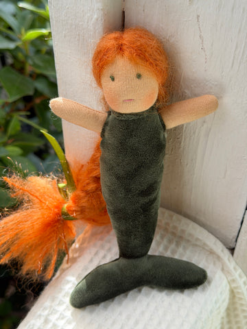 Mini Mermaid - Ginger Hair, Green Tail (sunkissed)