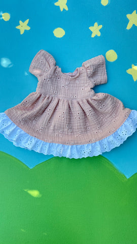 Little Friend Dress - Peach Eyelet