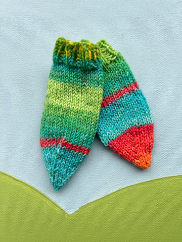 Knit Socks - Green/Orange