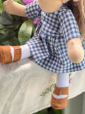 Little Friend Outfit - Blue Gingham (Brown Shoes)