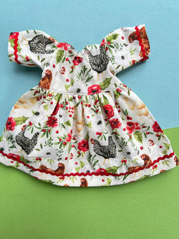 Little Friend Dress - Christmas Chickens