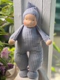 Little Snuggle Doll - Blue Cotton Waffle