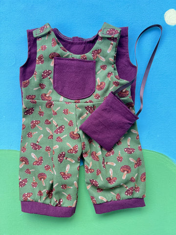 Classic/Sitting Friend Overalls & T Set - Mushrooms