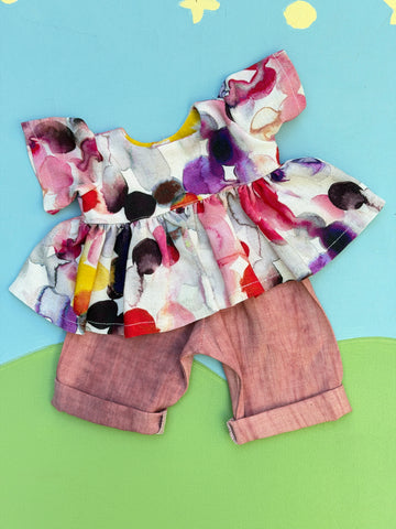 Classic/Sitting Friend Tunic and Pant Set - Watercolour Linen