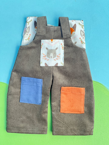 LIttle Forever Friend Overalls & T Set - Brown Cord / Forest Friends