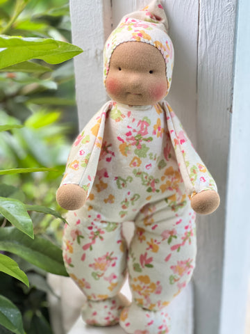 Little Snuggle Doll - Floral  (Mocha)