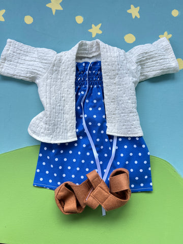 Forever Friend Outfit Set - Blue Polka Dots