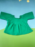 Classic/Sitting Friend Long Sleeve U Yoke Dress - Green Double Gauze