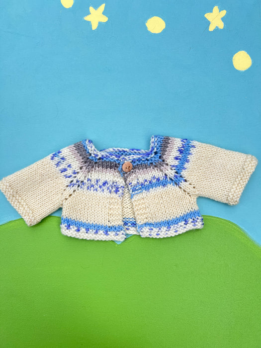 Classic/Sitting Friend Knit Sweater - Cream & Blue