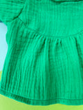 Classic/Sitting Friend Long Sleeve U Yoke Dress - Green Double Gauze