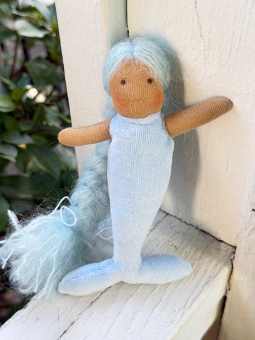 Mini Mermaid - Blue Hair, Blue Tail (mocha)