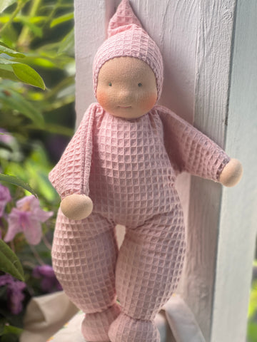 Little Snuggle Doll - Pretty Pink Cotton Waffle