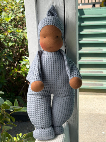 Snuggle Doll - Blue Waffle (mocha skin tone)