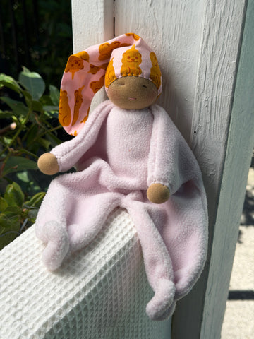First Lovie - PInk Fleece Honeybear (mocha skin tone)