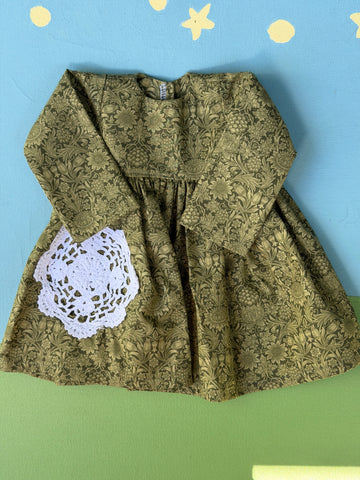 Forever Friend Dress - Green Floral with Doily