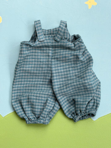Classic/Sitting Friend Poof Overalls - Blue Gingham