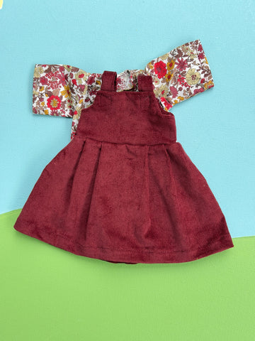 Little Friend Dress Overalls - Burgundy Cord/Liberty