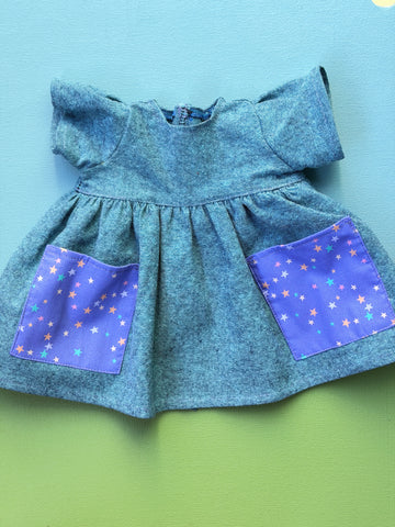 Classic/Sitting Friend Dress Maxi Blue Linen with Pockets